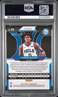 2020 Panini Prizm 256 Tyrese Maxey Red Prizm PSA 10