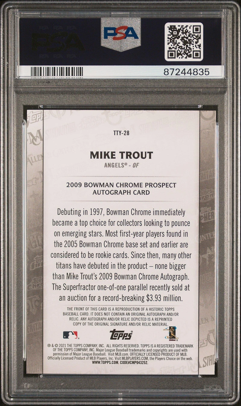 2021 Topps Through The Years 28 Mike Trout PSA 9