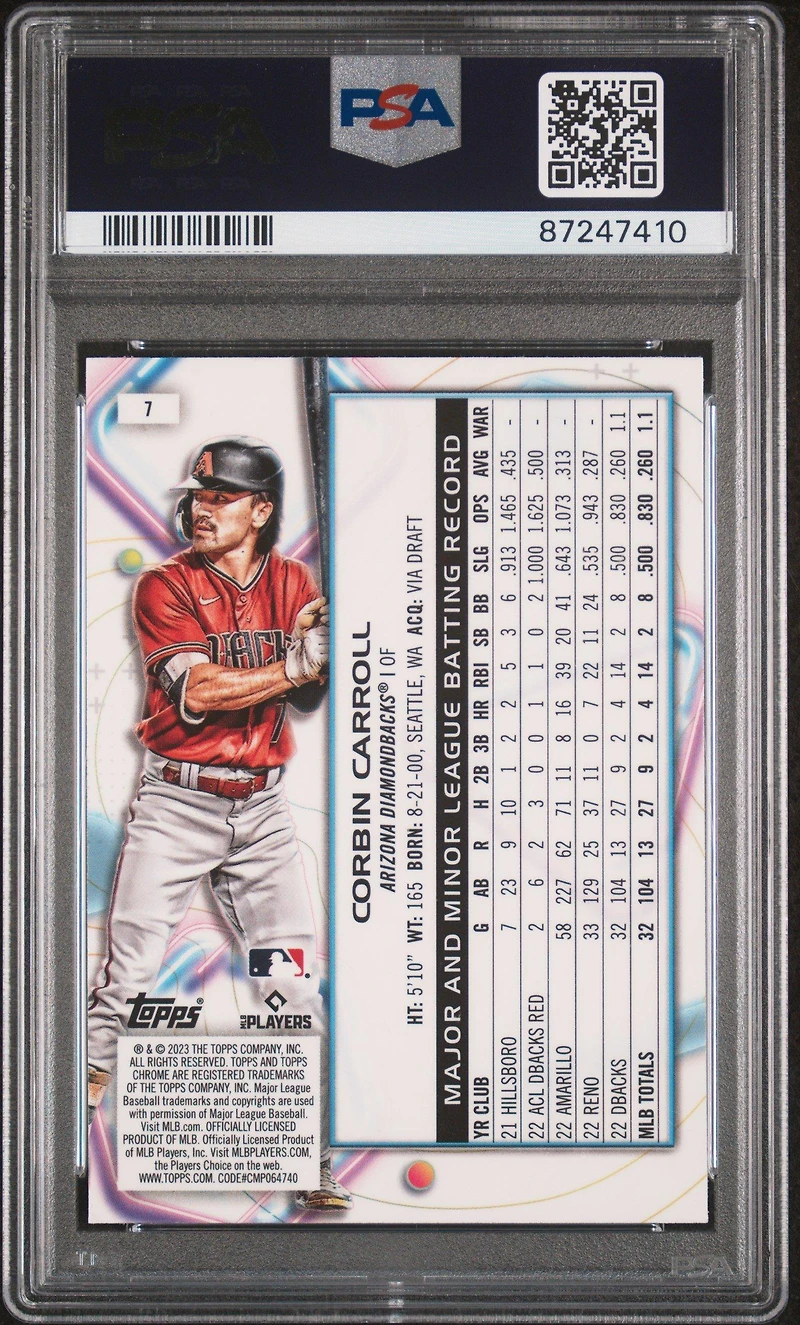 2023 Topps Cosmic Chrome 7 Corbin Carroll PSA 10