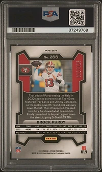 2023 Panini Prizm 266 Brock Purdy Purple Prizm PSA 10