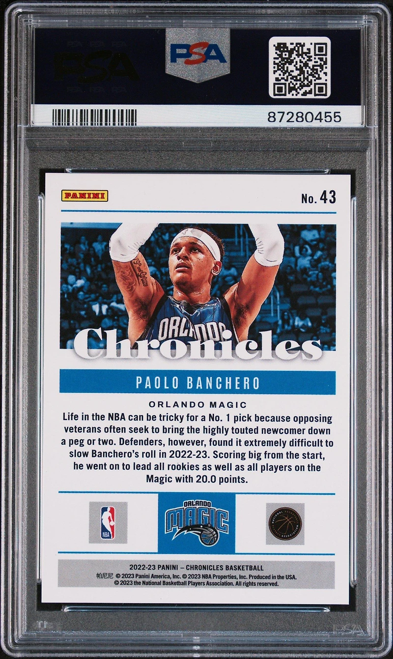 2022 Panini Chronicles 43 Paolo Banchero Asia Red PSA 10