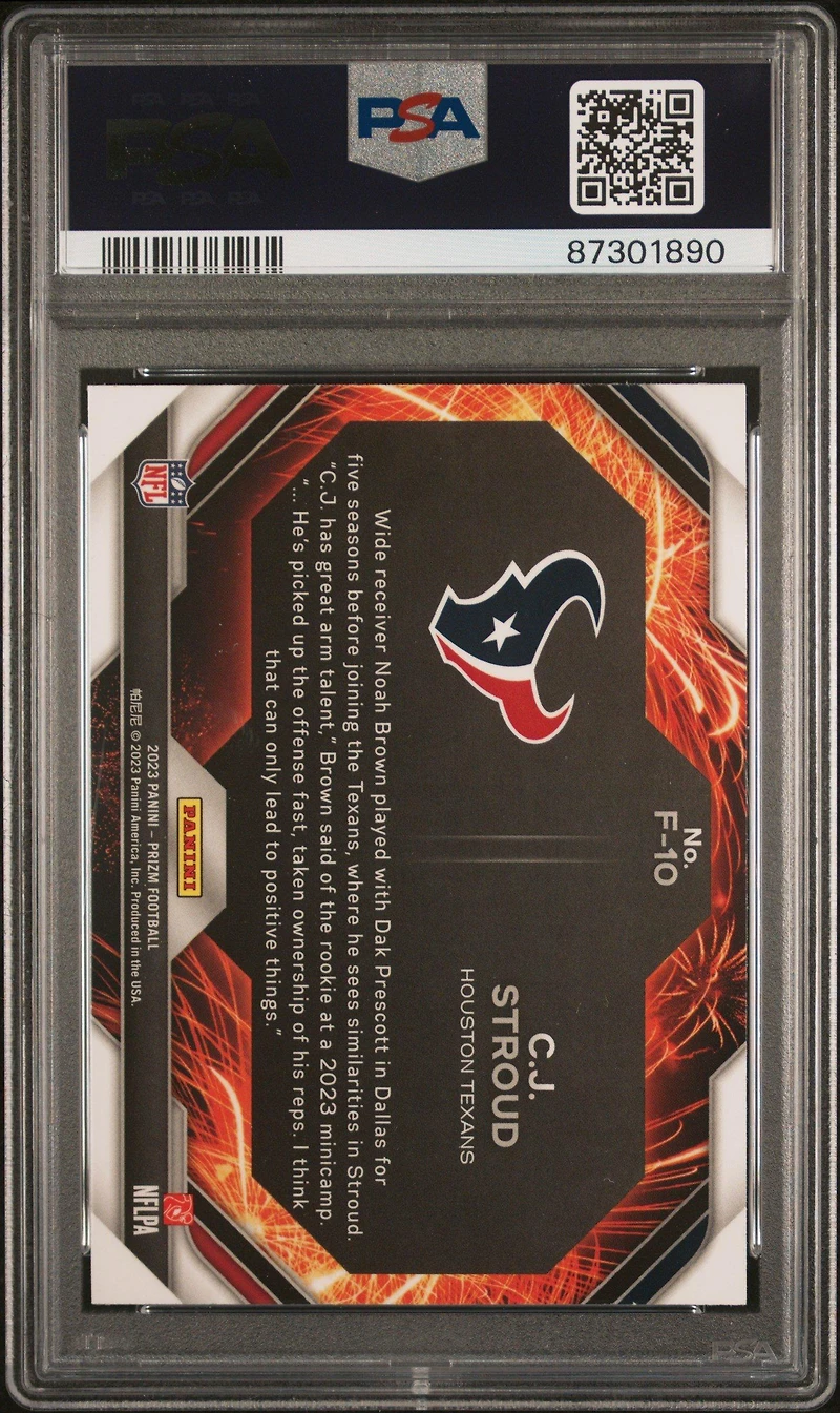 2023 Panini Prizm Fireworks F10 Cj Stroud PSA 10