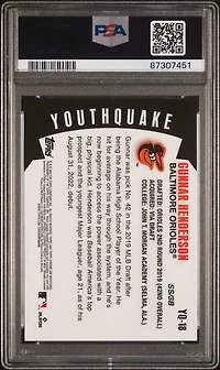 2023 Topps Chrome Youthquake Yq18 Gunnar Henderson Green Refractor PSA 10