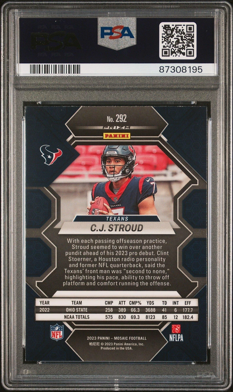 2023 Panini Mosaic 292 Cj Stroud Silver PSA