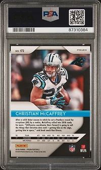 2018 Panini Prizm 172 Christian Mccaffrey Red/white/blue Prizm PSA 10
