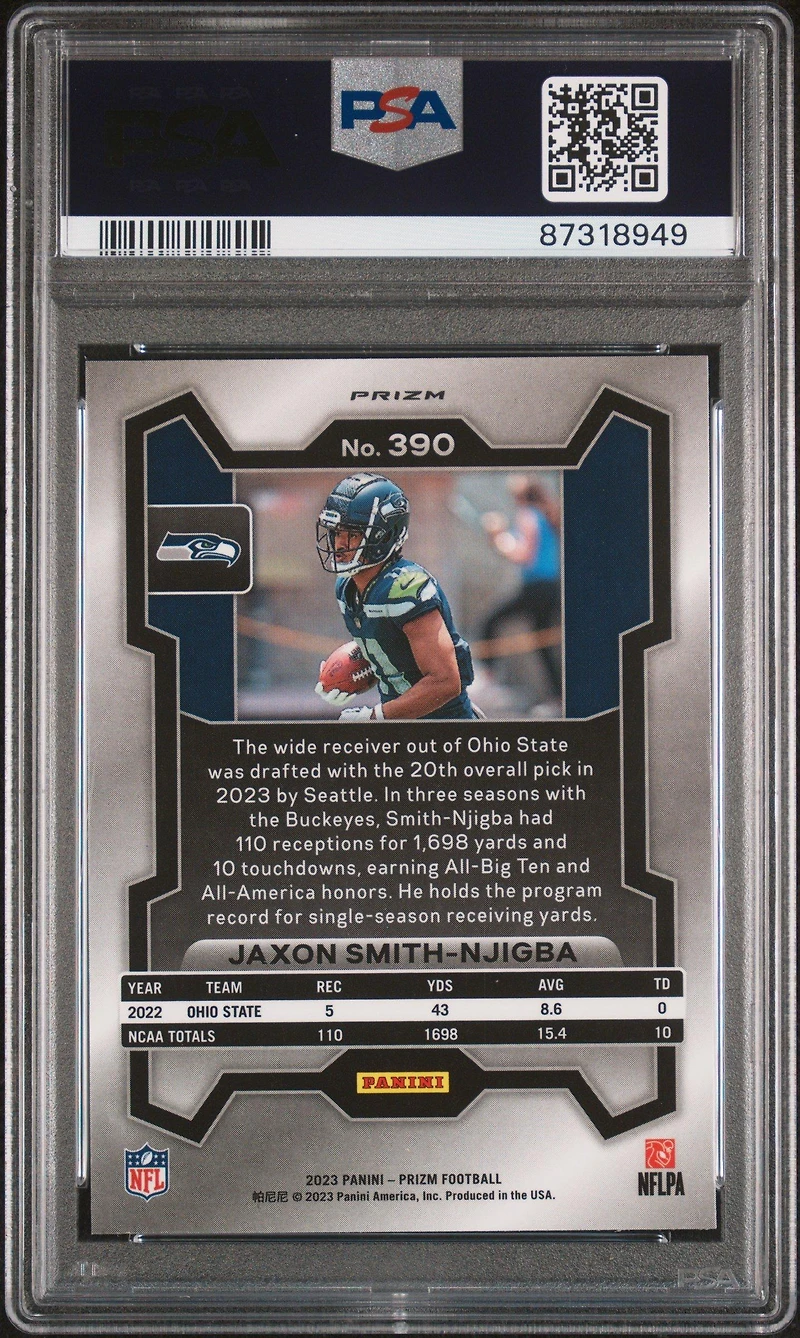 2023 Panini Prizm 390 Jaxon Smith-njigba Lazer Prizm PSA