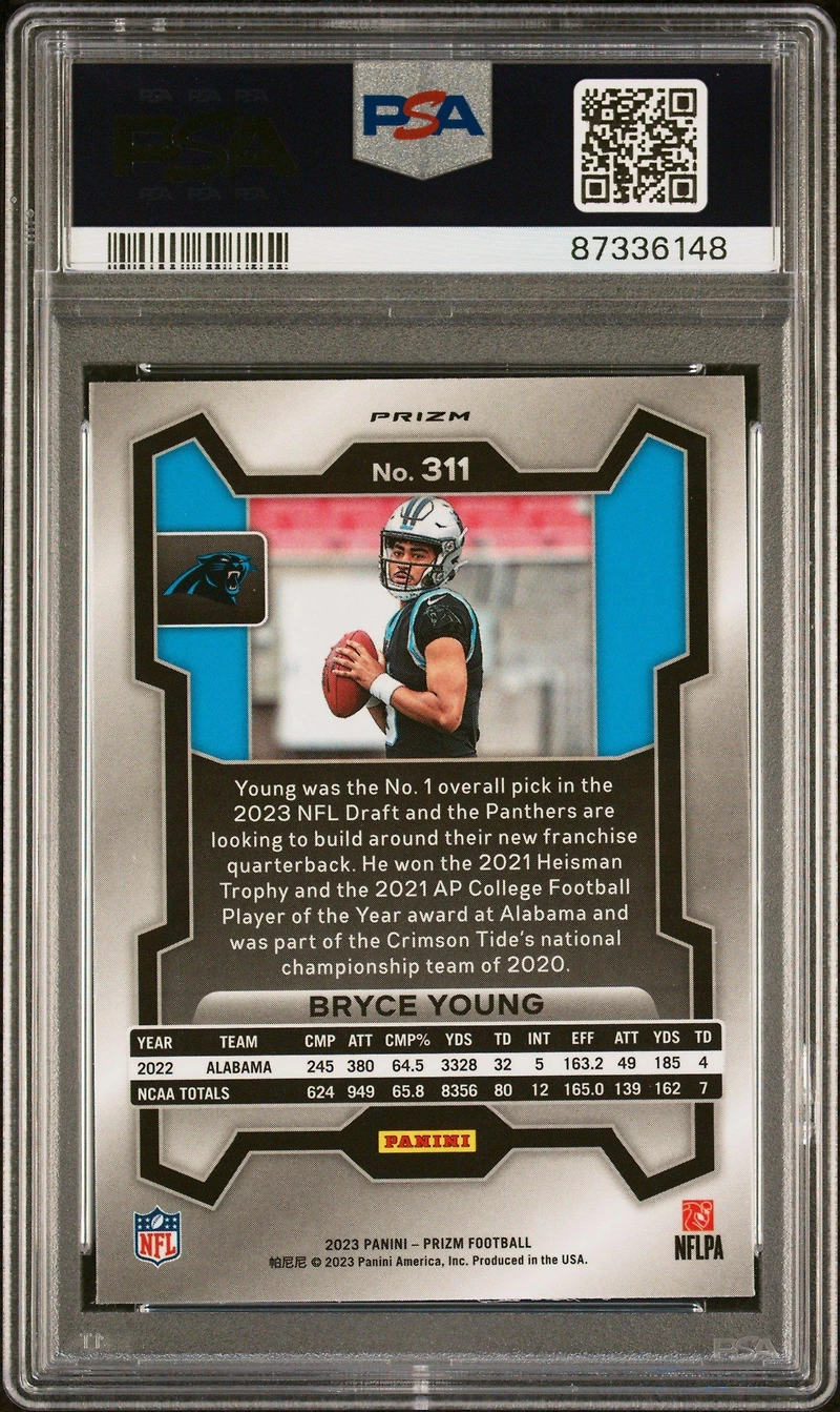 2023 Panini Prizm 311 Bryce Young Lazer Prizm PSA