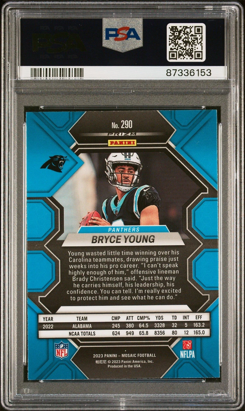 2023 Panini Mosaic 290 Bryce Young Genesis PSA 10