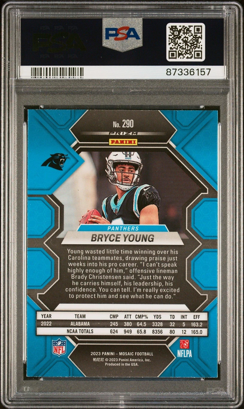 2023 Panini Mosaic 290 Bryce Young Silver PSA 10