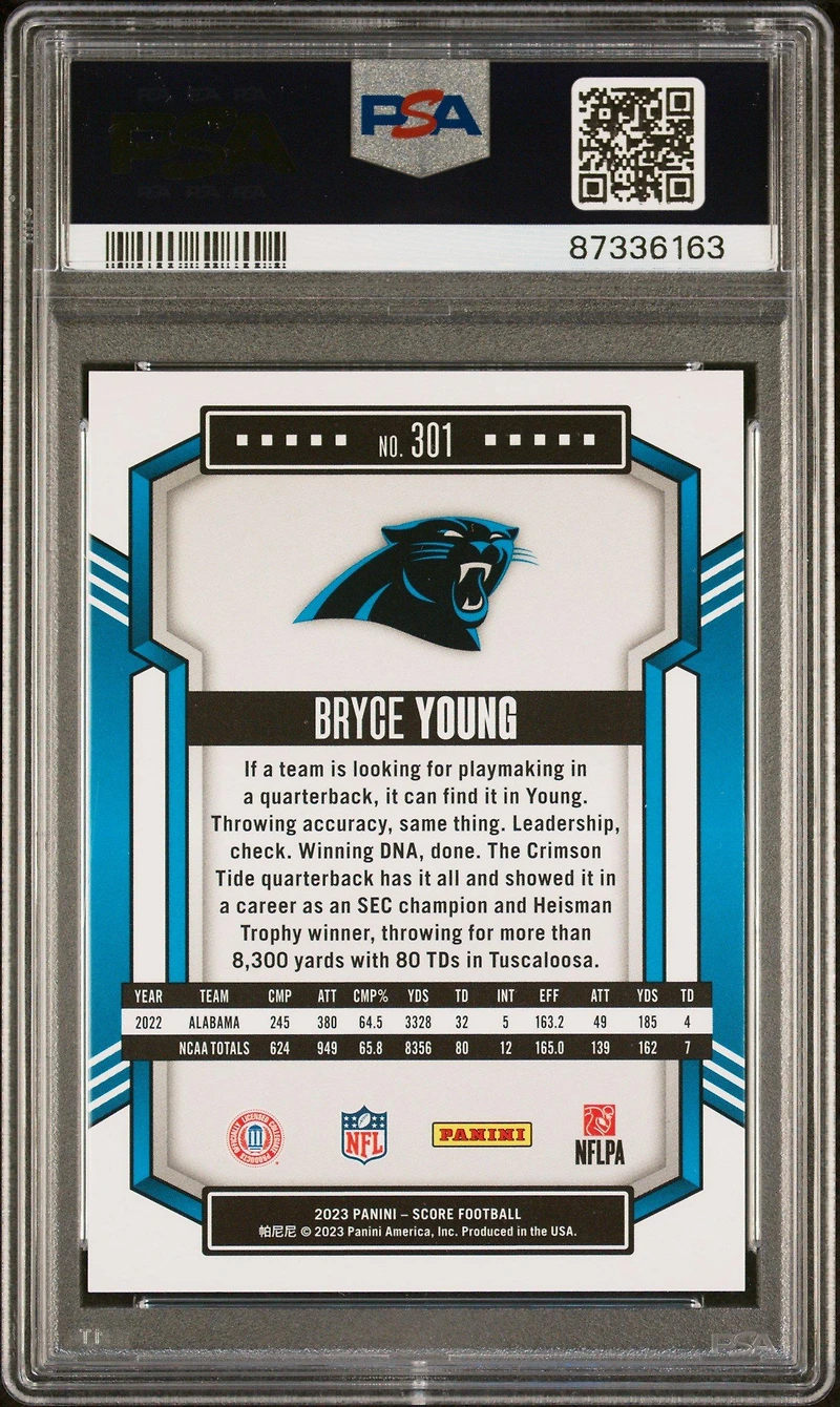 2023 Panini Score 301 Bryce Young Electric PSA 10