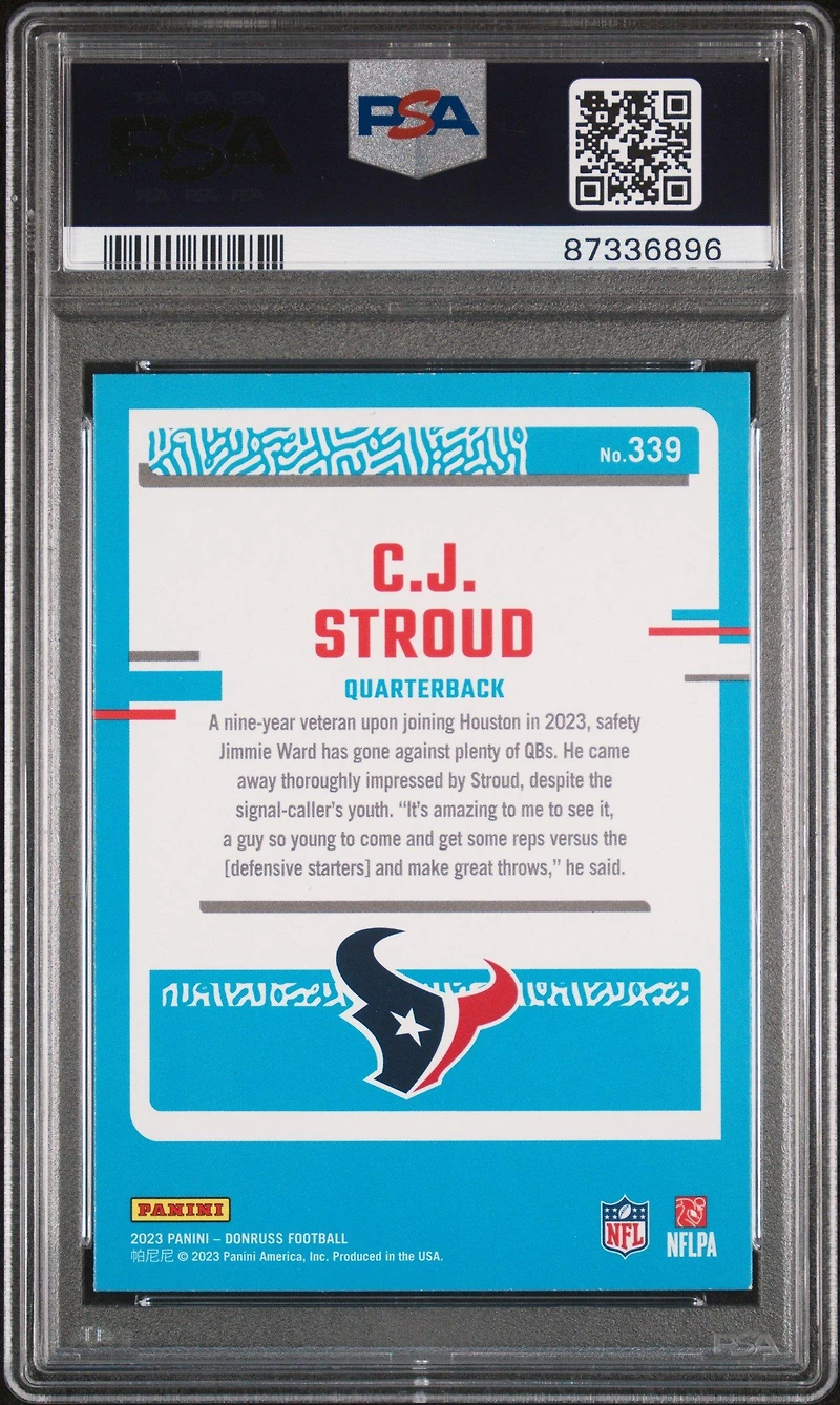 2023 Panini Donruss 339 Cj Stroud Press Proof Red PSA 9
