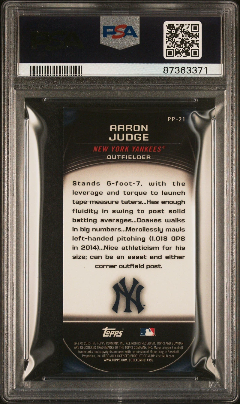 2015 Bowman Chrome Prospect Profiles Mini Pp-21 Aaron Judge PSA 10