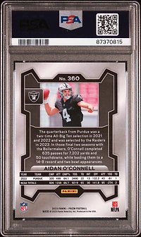 2023 Panini Prizm 360 Aidan O'connell PSA 10