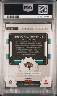 2021 Panini Prizm Rookie Gear Relics Rg1 Trevor Lawrence Neon Green Pulsar PSA 9