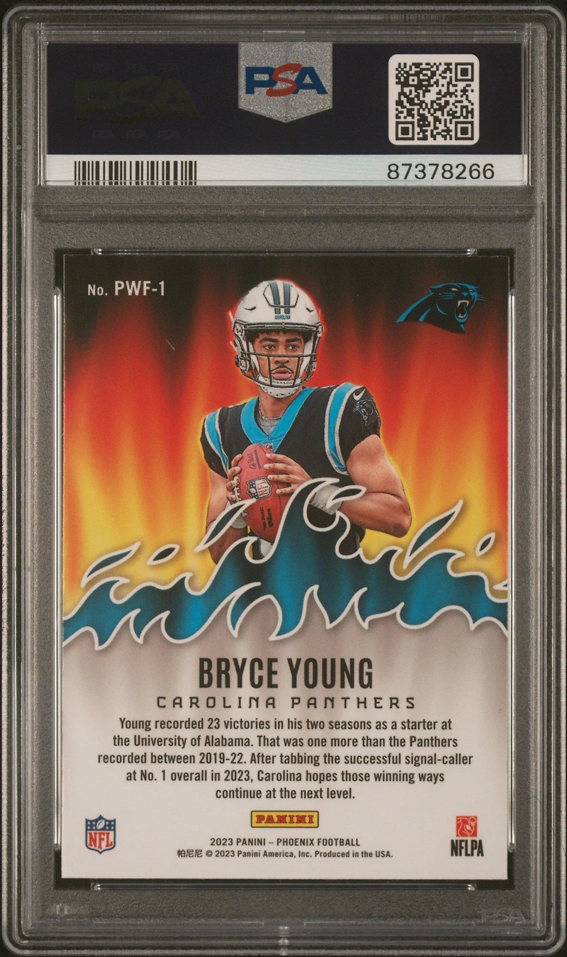 2023 Panini Phoenix Playing With Fire Pwf1 Bryce Young Silver PSA 10