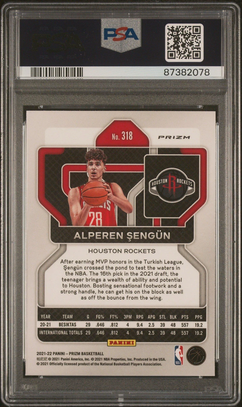 2021 Panini Prizm 318 Alperen Sengun Orange Ice PSA 10
