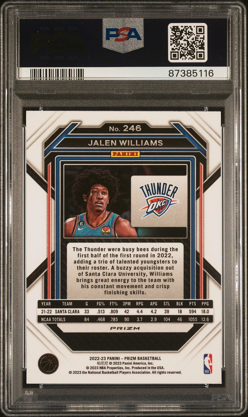2022 Panini Prizm 246 Jalen Williams Ice PSA 10