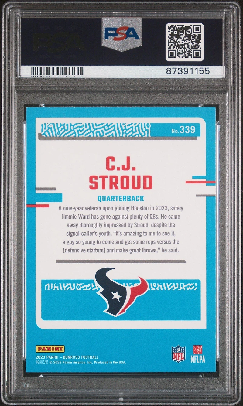 2023 Panini Donruss 339 Cj Stroud Press Proof Green PSA 10