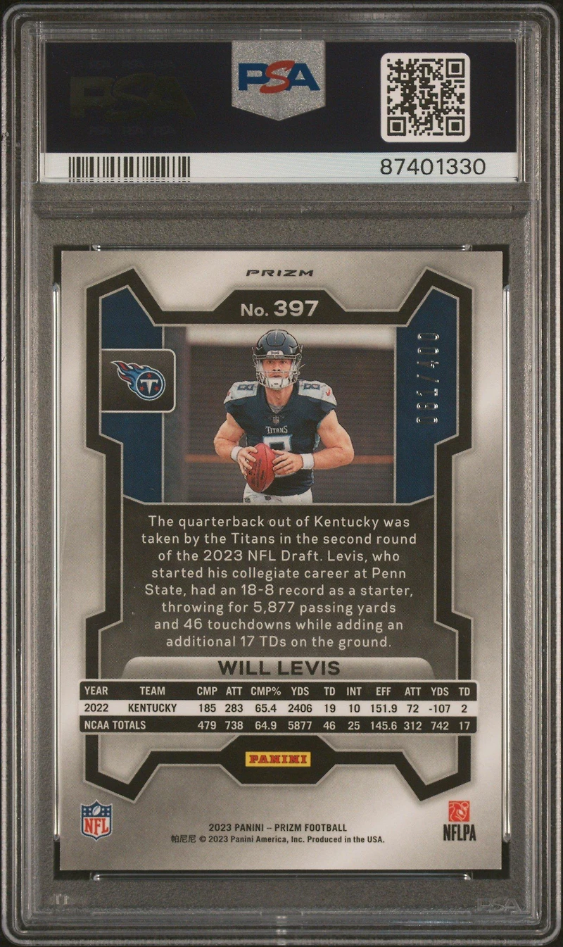 2023 Panini Prizm 397 Will Levis Pandora PSA 8