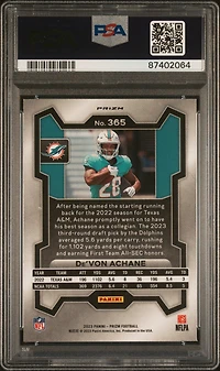 2023 Panini Prizm 365 De'von Achane Green Ice PSA 9