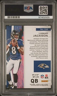2018 Panini Rookies & Stars 112 Lamar Jackson PSA 10