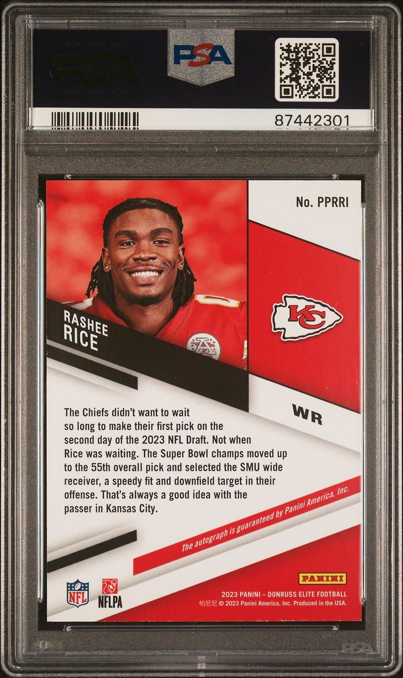 2023 Panini Donruss Elite Pen Pals Pprri Rashee Rice PSA 9
