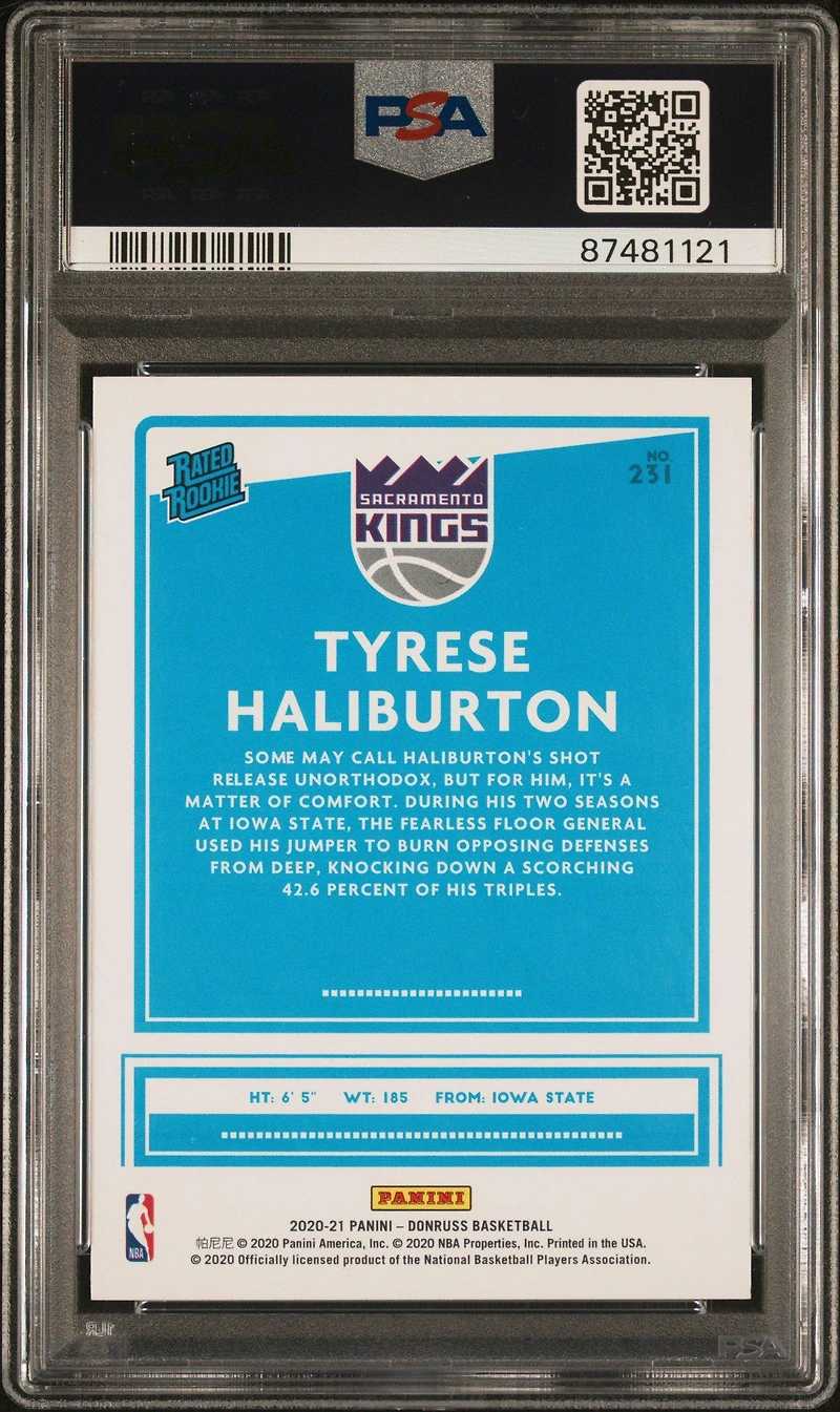 2020 Panini Donruss 231 Tyrese Haliburton Orange Laser PSA 10