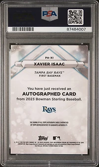 2023 Bowman Sterling Prospect Autographs Paxi Xavier Isaac Gold PSA 10