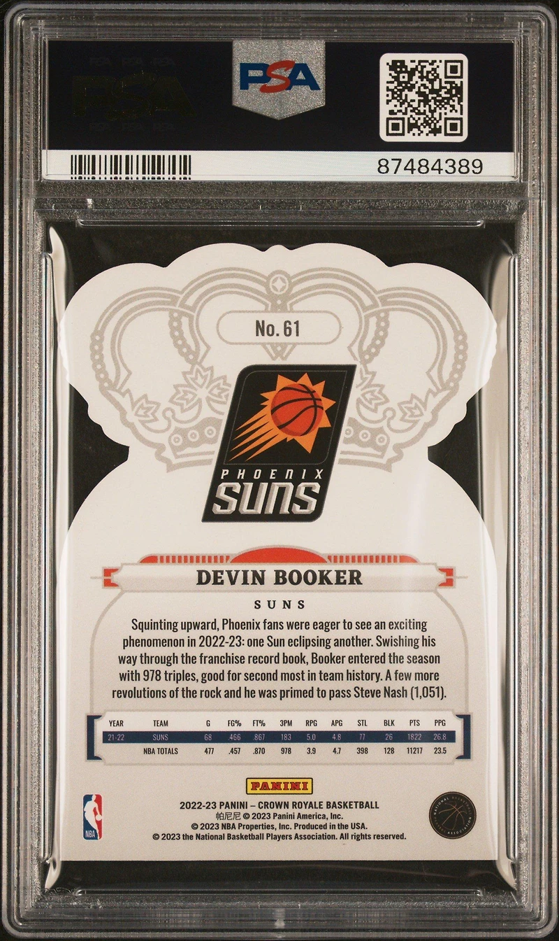 2022 Panini Crown Royale 61 Devin Booker Crystal Red PSA 10
