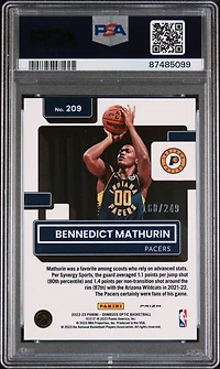 2022 Panini Donruss Optic 209 Bennedict Mathurin Premium Box Set PSA 9