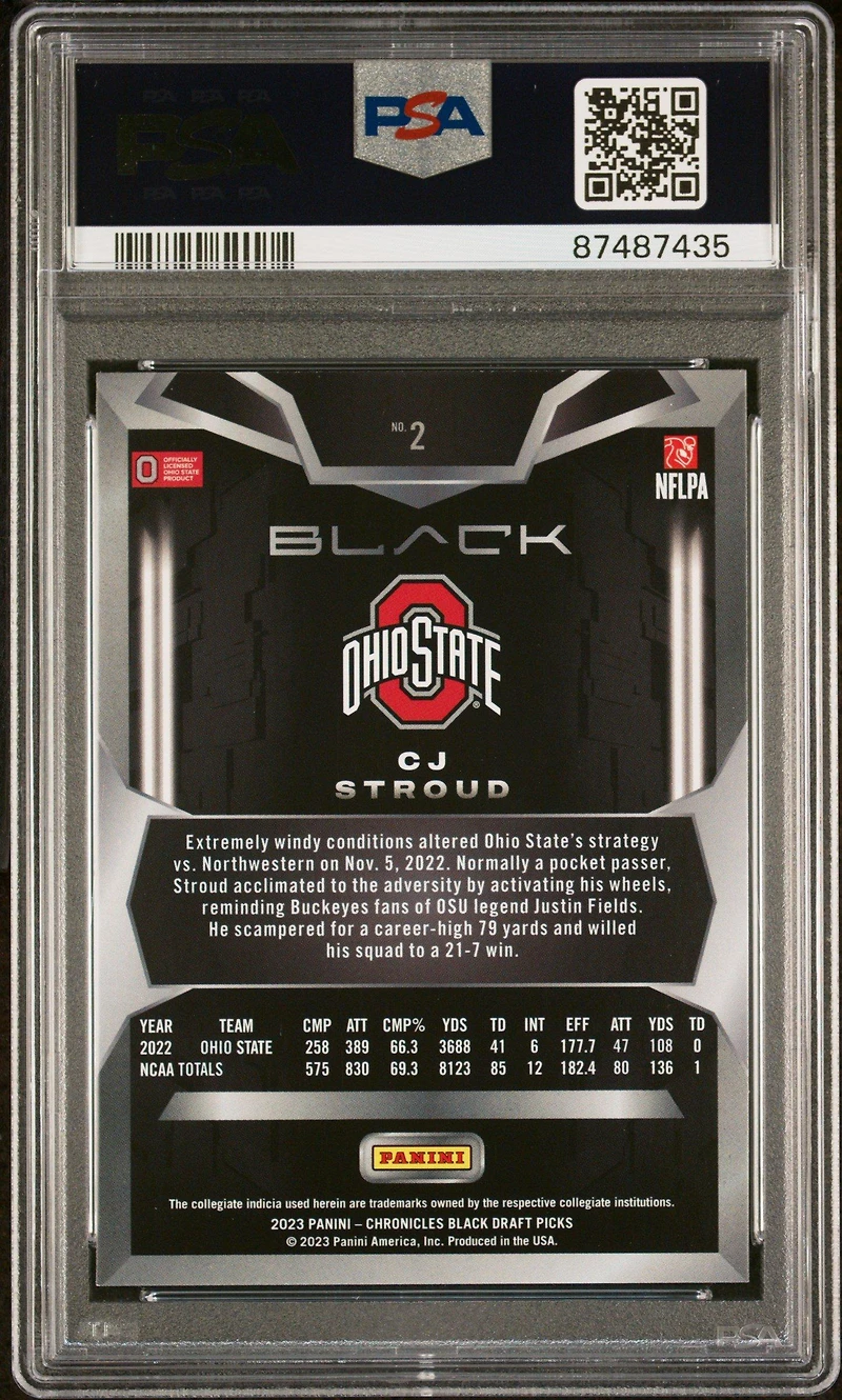 2023 Panini Chronicles Draft Picks Black 2 Cj Stroud PSA 10