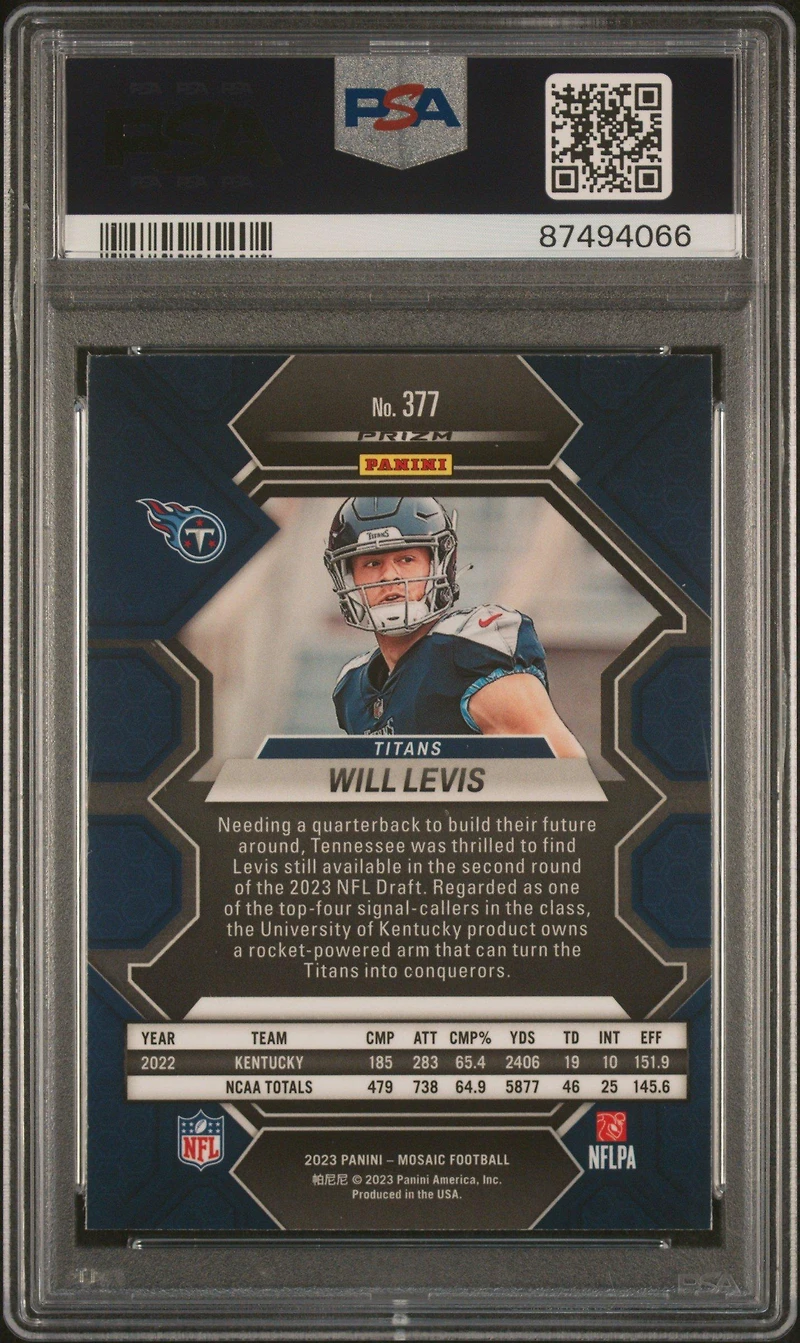 2023 Panini Mosaic 377 Will Levis Silver PSA 10