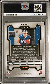 2023 Panini Prizm 308 Dalton Kincaid Blue Wave PSA 10