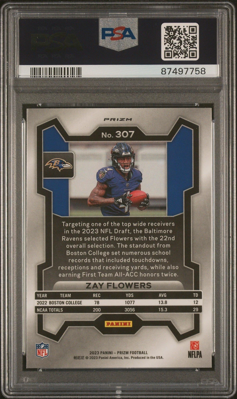 2023 Panini Prizm 307 Zay Flowers Pink Prizm PSA 10