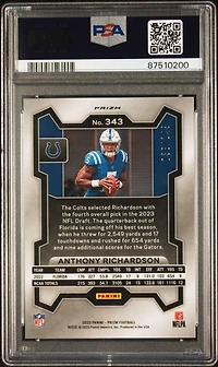 2023 Panini Prizm 343 Anthony Richardson Orange Prizm PSA