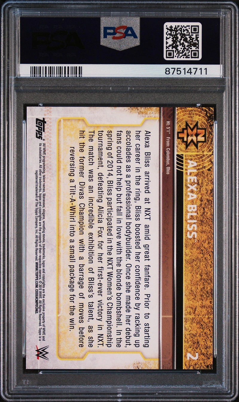 2015 Topps Wwe Nxt Prospects 2 Alexa Bliss PSA 10