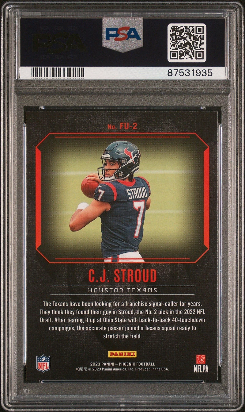 2023 Panini Phoenix Fired Up Fu2 Cj Stroud Silver PSA 10