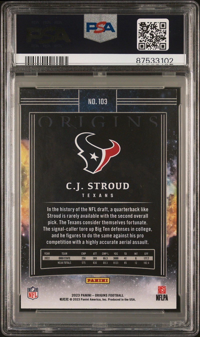 2023 Panini Origins 103 Cj Stroud PSA 8