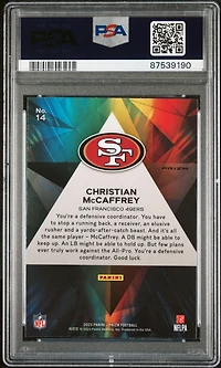2023 Panini Prizm Prizmatic 14 Christian Mccaffrey Green Ice PSA 10