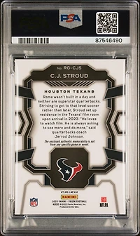 2023 Panini Prizm Rookie Gear Rgcjs Cj Stroud Neon Green Pulsar PSA