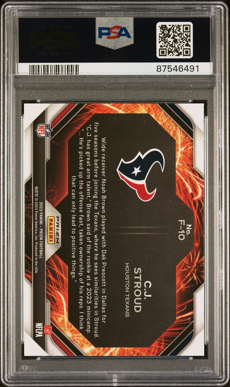 2023 Panini Prizm Fireworks F10 Cj Stroud Green Prizm PSA