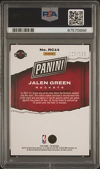 2022 Panini National Rookies Rc14 Jalen Green Orange PSA 10