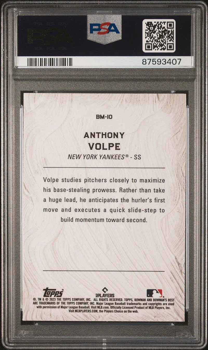 2023 Bowman's Best Bowman Masterpieces Bm10 Anthony Volpe Mini Diamond PSA 10
