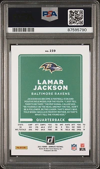 2021 Panini Donruss 239 Lamar Jackson Variation-press Proof Premium PSA 10
