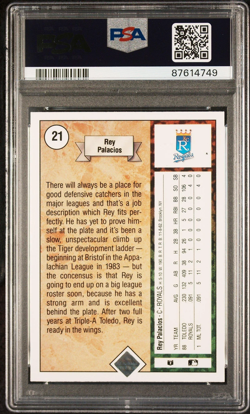 1989 Upper Deck 21 Rey Palacios Star Rookie PSA 9