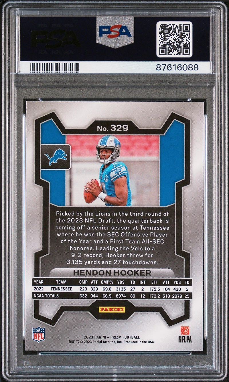 2023 Panini Prizm 329 Hendon Hooker PSA 10