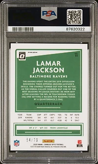2020 Panini Donruss Optic 11 Lamar Jackson Pink Velocity PSA 9