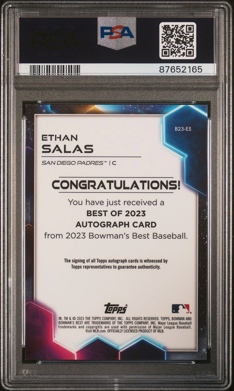 2023 Bowman's Best Best Of 2023 Autographs B23es Ethan Salas PSA 10