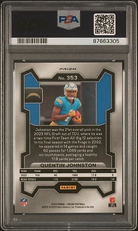 2023 Panini Prizm 353 Quentin Johnston Black & White Checker PSA 10
