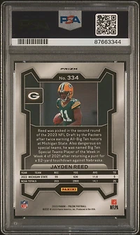 2023 Panini Prizm 334 Jayden Reed Green Wave PSA 10